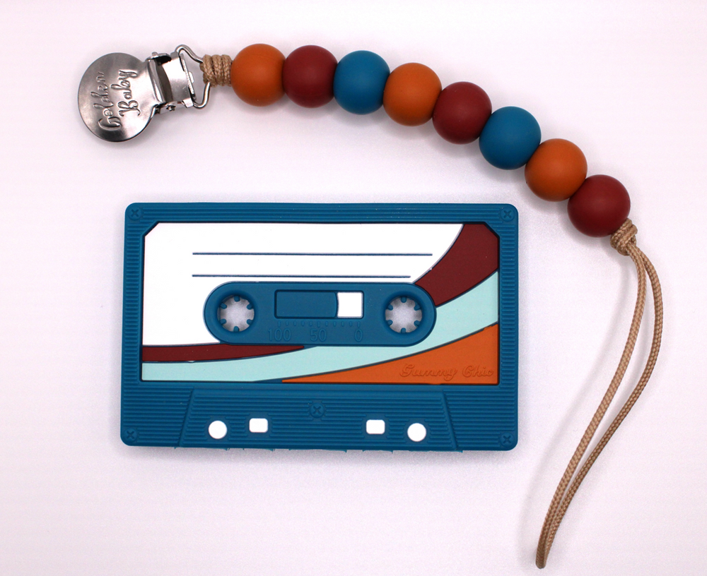 Cassette Tape Teether Set // Blue