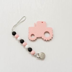 Tractor Teether Set // Pink