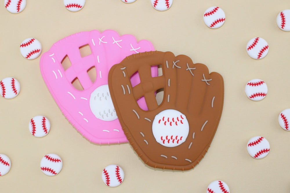 Baseball Mitt Teether Set // Pink