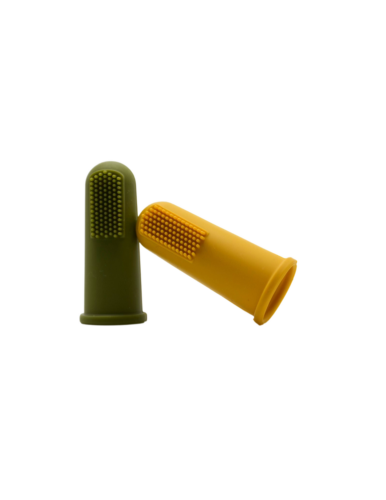 Finger Toothbrushes // Mustard & Army Green