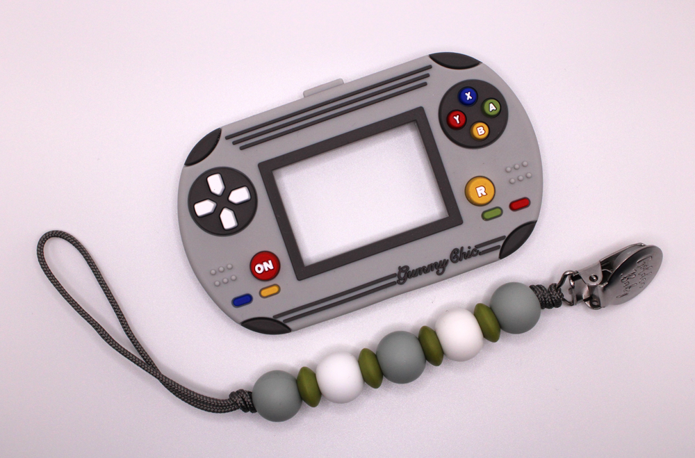 Retro Game Console Teether Set // Grey