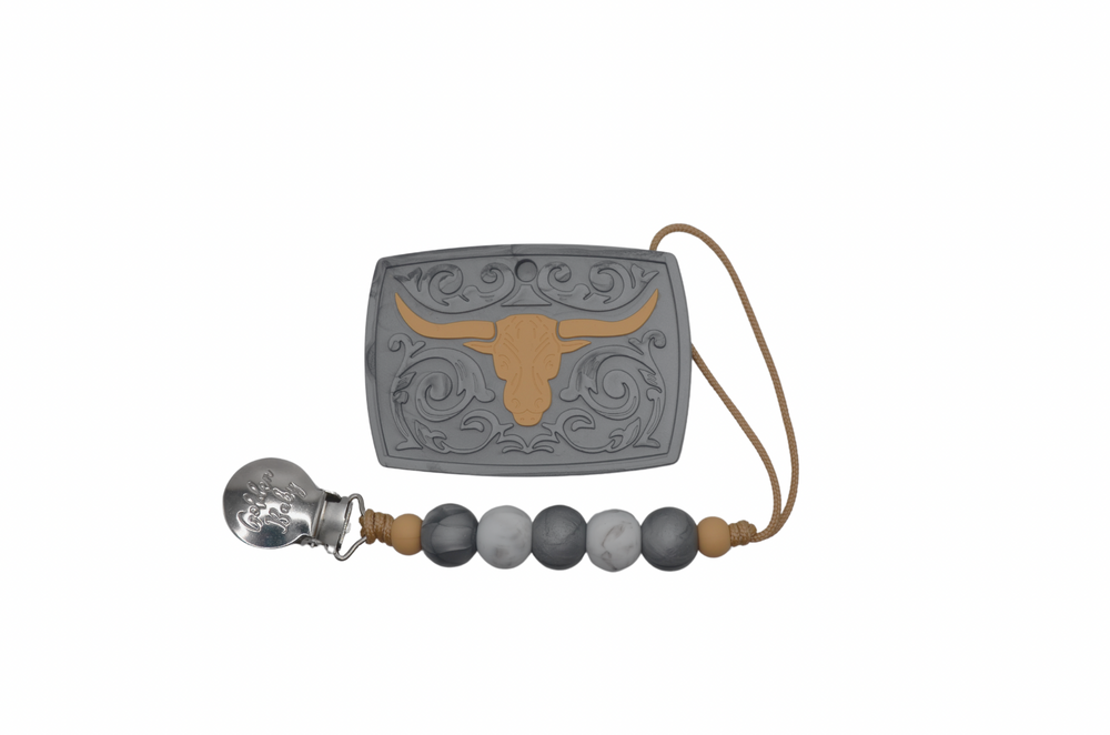 Cowboy Buckle Teether Set // Grey