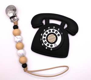 
            
                Load image into Gallery viewer, Retro Telephone Teether Set // Black
            
        