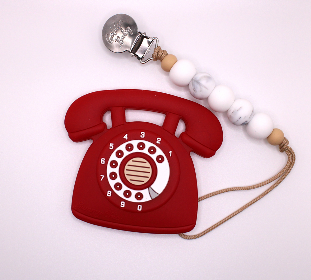 
            
                Load image into Gallery viewer, Retro Telephone Teether Set // Red
            
        