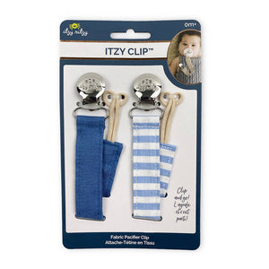 
            
                Load image into Gallery viewer, Itzy Ritzy Linen Pacifier Clips // Blue
            
        