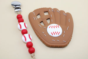 Baseball Mitt Teether Set // Brown