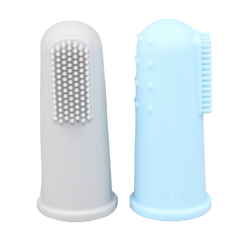 
            
                Load image into Gallery viewer, Finger Toothbrushes // Light Gray &amp;amp; Baby Blue
            
        