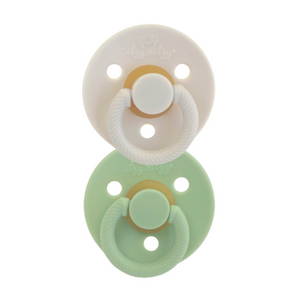 
            
                Load image into Gallery viewer, Itzy Soother Rubber Pacifiers // Mint &amp;amp; White
            
        