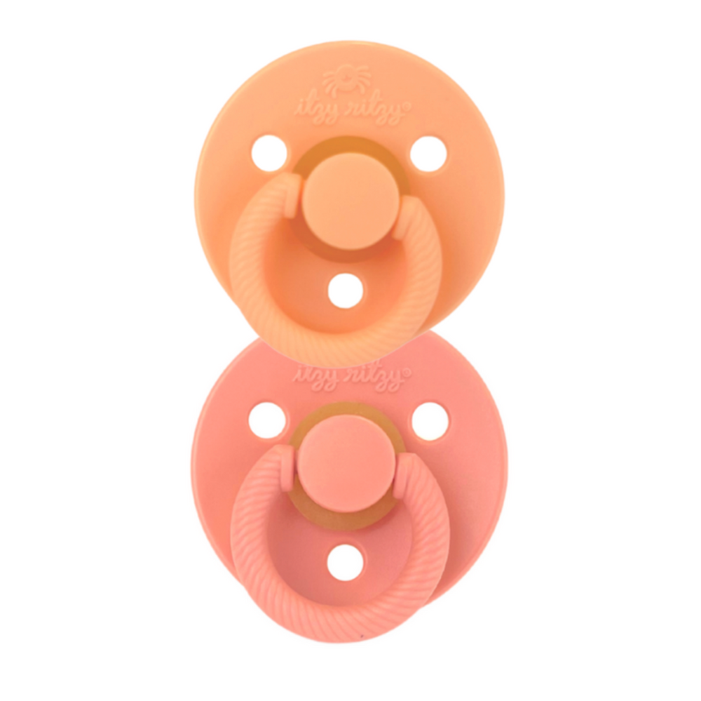 
            
                Load image into Gallery viewer, Itzy Soother Rubber Pacifiers // Apricot &amp;amp; Terracotta
            
        